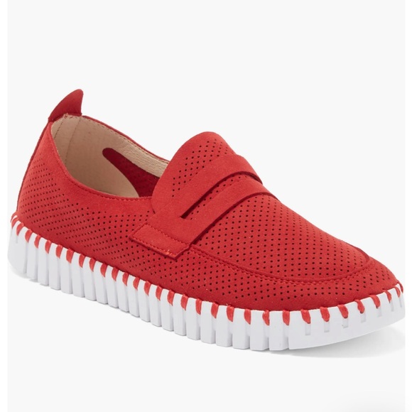 Ilse Jacobsen HORNBAEK Women's Tulip3870 Loafer Red Perforated Women’s Size 38 - Picture 1 of 1